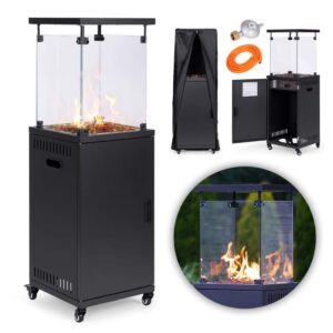 Gasvarmer, strålevarmer, 13 kW, glas, til have og terrasse, regulator, vulkanske sten, overdækning, MultiGarden